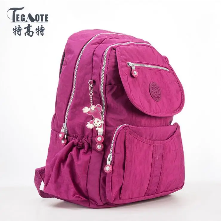 TEGAOTE рюкзаки для девочек-подростков Mochila Feminina школьный рюкзак для женщин однотонный известный нейлоновый повседневный рюкзак для ноутбука женские сумки - Цвет: 8
