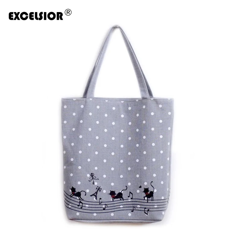  EXCELSIOR Women's Shoulder Bag Music Cats Printed Large Beach Bag bolsa playa Famous Brand Woman Ha - 32672166691
