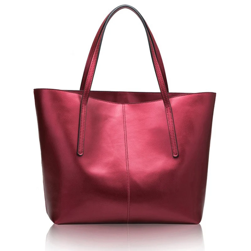 DIENQI Серебряная Женская сумка из натуральной кожи, большая сумочка, модная ручная сумка с верхней ручкой, женская большая роскошная сумка через плечо - Цвет: Red