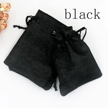 

100 pcs/lot (7cm*9cm) Black color Vintage Natural Burlap Gift Candy Bags Earrings Brooch jewelry Wedding gift package pouches