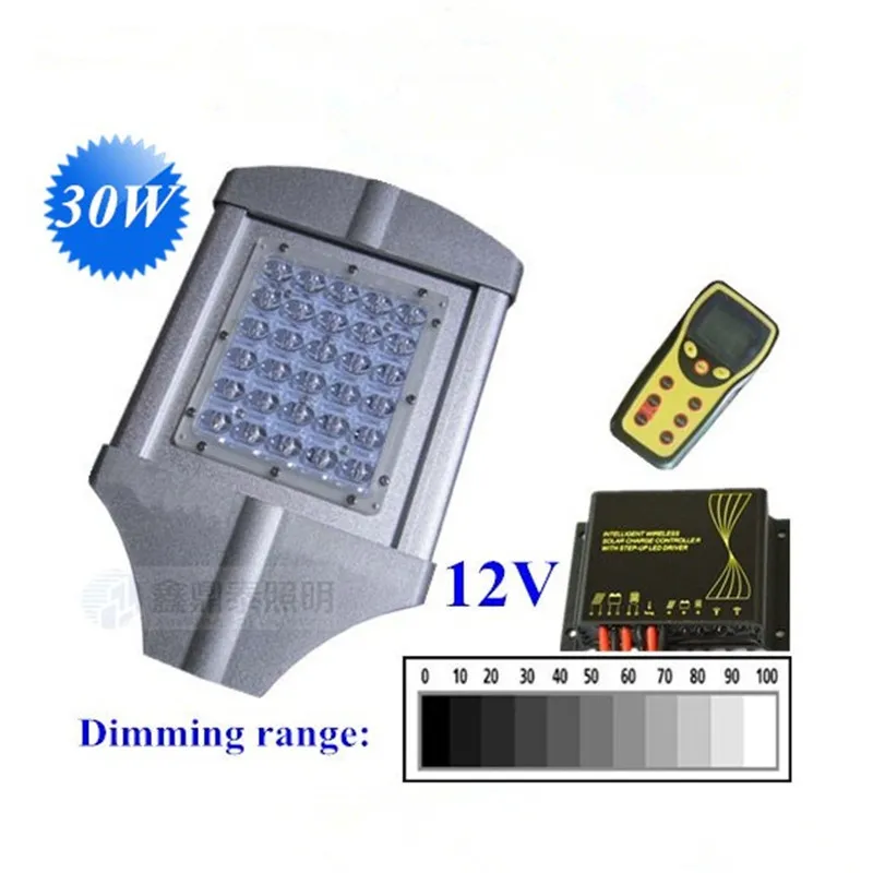 DC12V 30W LED Street Light with Intelligent Dimming Solar Controller for Solar Energy Power Supply Street Lighting System