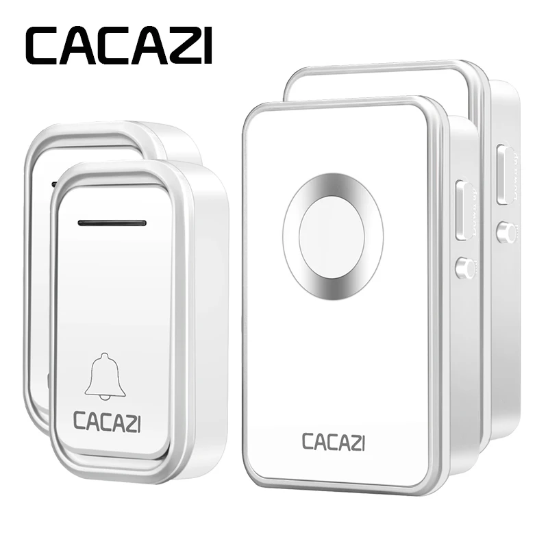 

CACAZI Wireless Doorbell Waterproof LED Light 2 Battery Button 2 Receiver EU Plug 300M Remote Home Cordless DoorBell 38 Chimes