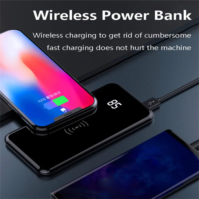 Qi Wireless power bank 10000mAh LCD powerbank External Battery Portable Charger portable battery for iphone 7 honor xiaomi Qi Wireless power bank 10000mAh LCD powerbank External Battery Portable Charger portable battery for iphone 7 honor xiaomi
