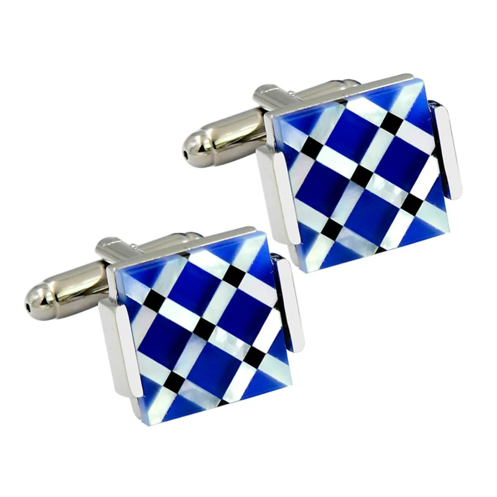 High end blue & white mother of pearl cufflinks elegant bullet cufflink, luxury classy accessory