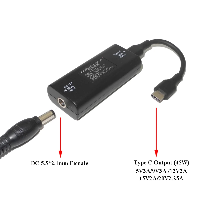 adapter 5.2 v power to 5.5*2.1mm USB Lenovo Connector Adapter for Female Dc Jack C Power Type Converter Converter