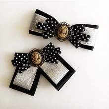 Новое поступление, школьный стиль, для девушек, с галстуком-бабочкой, дамское платье, с галстуком, с воротником, для женщин, мульти стиль, с узором, галстуки-бабочки для девушек, рубашки, аксессуары