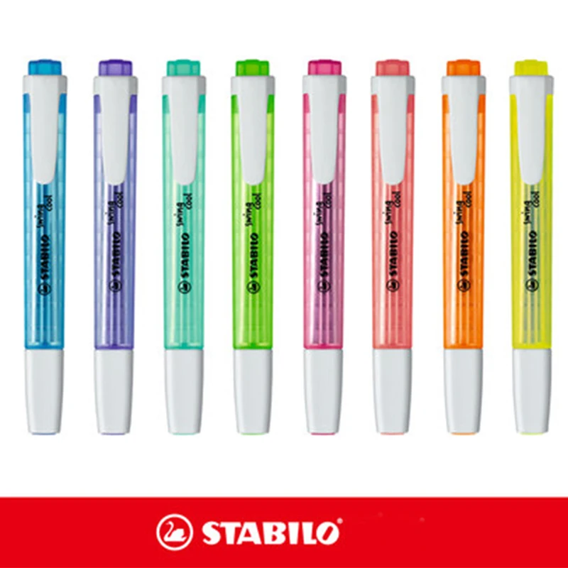 

8 Pieces Stabilo 275 Swingcool Oblique Head Non-toxic Environmental Ink Fluorescent Pen Highlighter