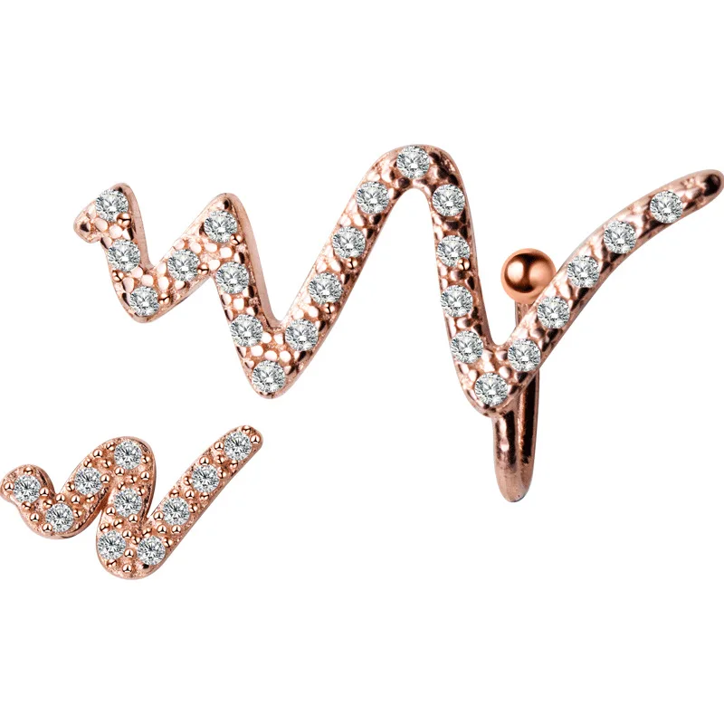 

Asymmetric CZ Wave 925 Sterling Silver Studs Earrings