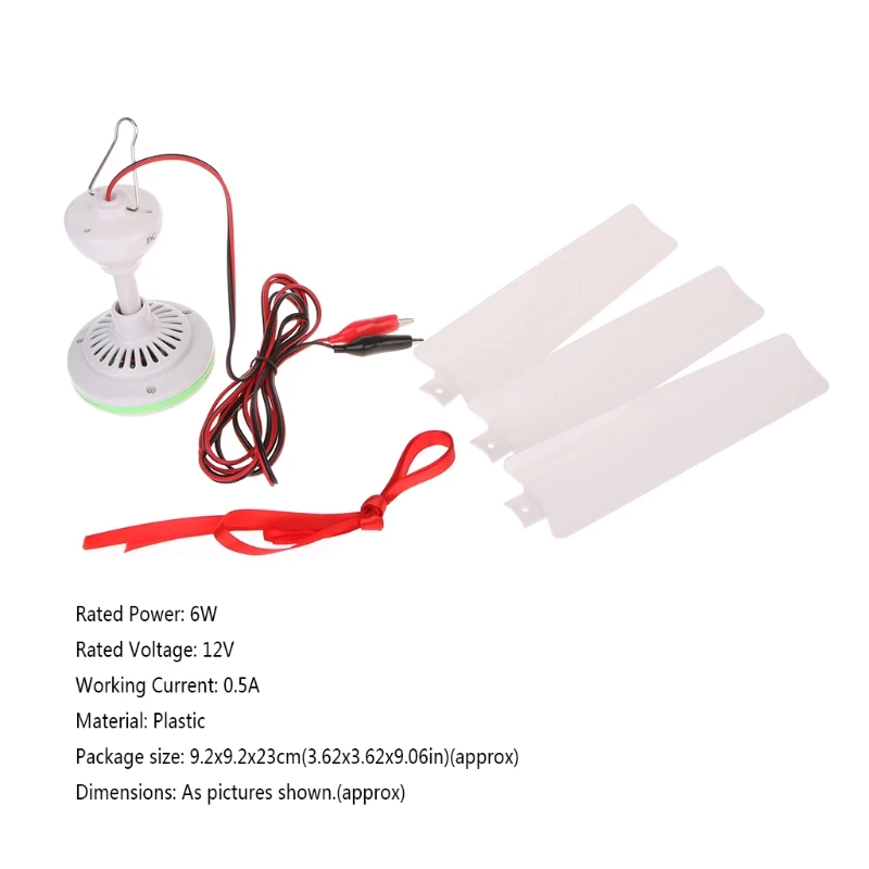 

6W Plastic 3 Leaves Brushless Convertor Motor Battery Mini Ceiling Fan Switch