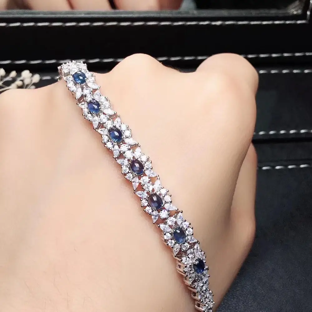 

Natural blue sapphire Bracelet Natural gemstone Bracelet 925 silver bracelet Elegant lovely Talonpaw Stars women party Jewelery