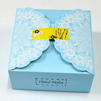 

13.5*13.5*6cm Blue Cake Box Gift Box Wedding Candy Box 100pcs/lot Free shipping