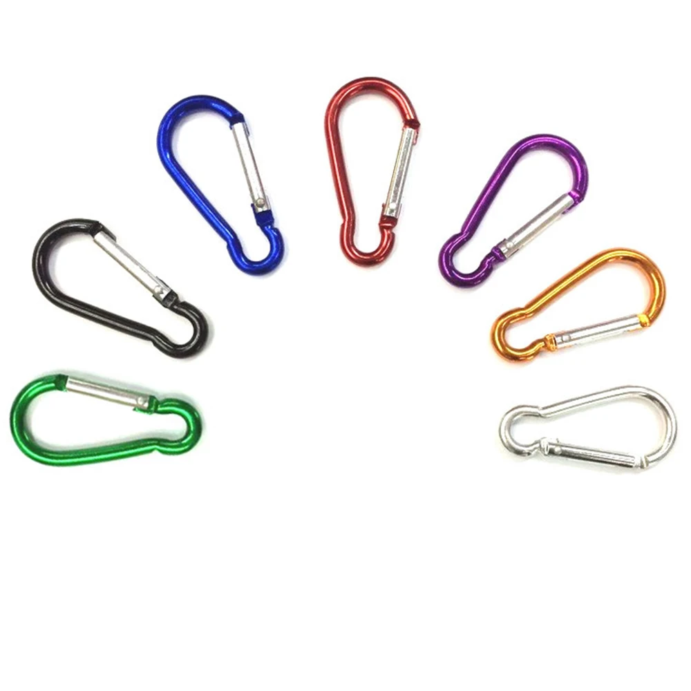 

20PC random color Aluminum Alloy key ring Bottle Hook D Shape Carabiner Spring Snap Clip Hooks Mountaineering Buckle keychain