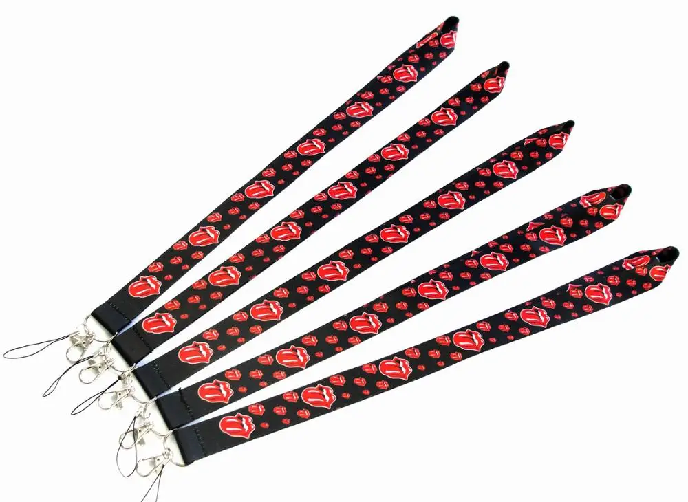 200 PCS red lips key lanyards id badge holder keychain straps for mobile phone Free Shipping