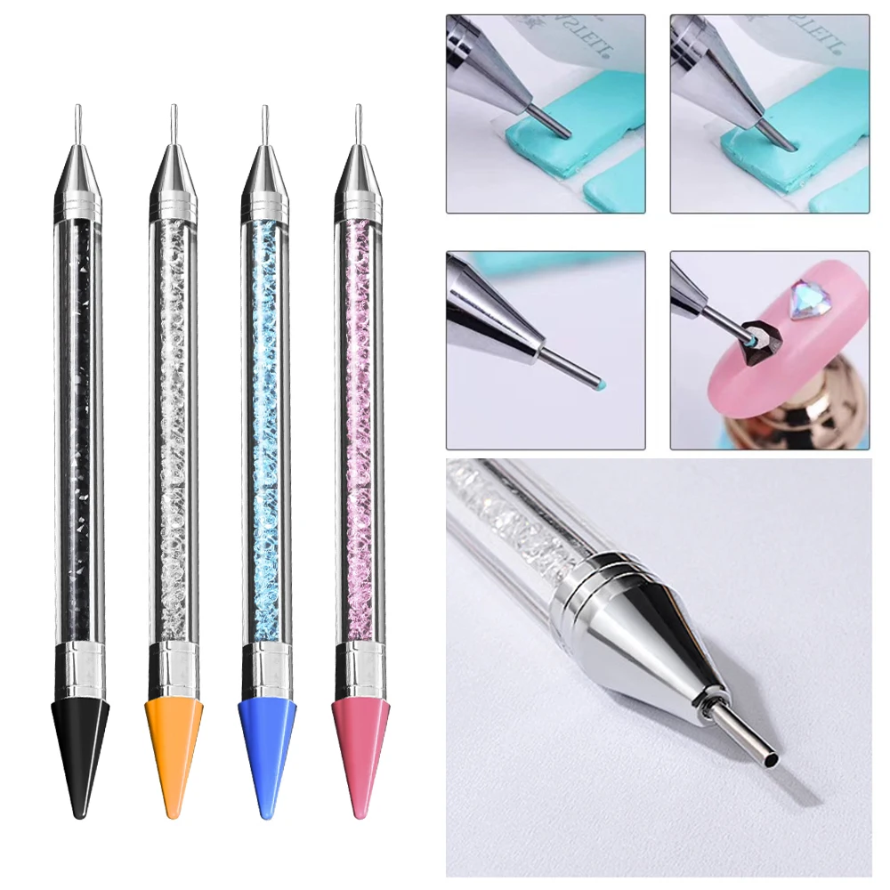 1 шт двухконцевая распиловочная ручка, восковой карандаш, акриловый инструмент для дизайна ногтей, маникюрный декор, ручка, восковой карандаш, Кристальные бусины