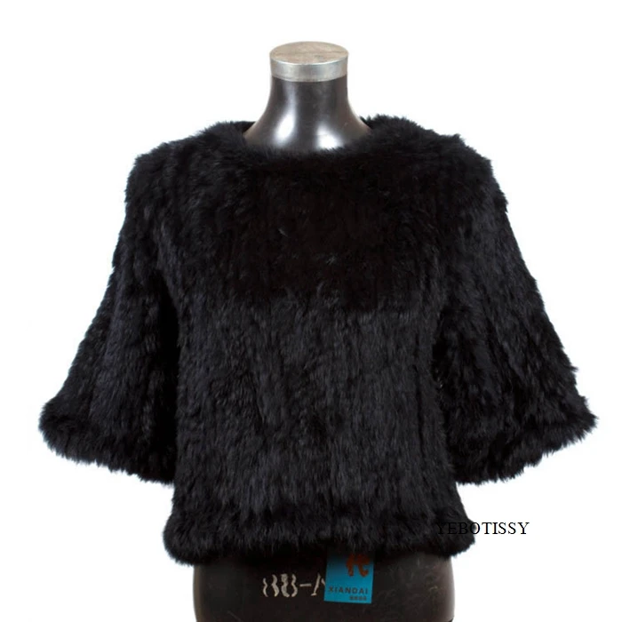 knitted rabbit fur poncho jacket for spring autumn femme (8)