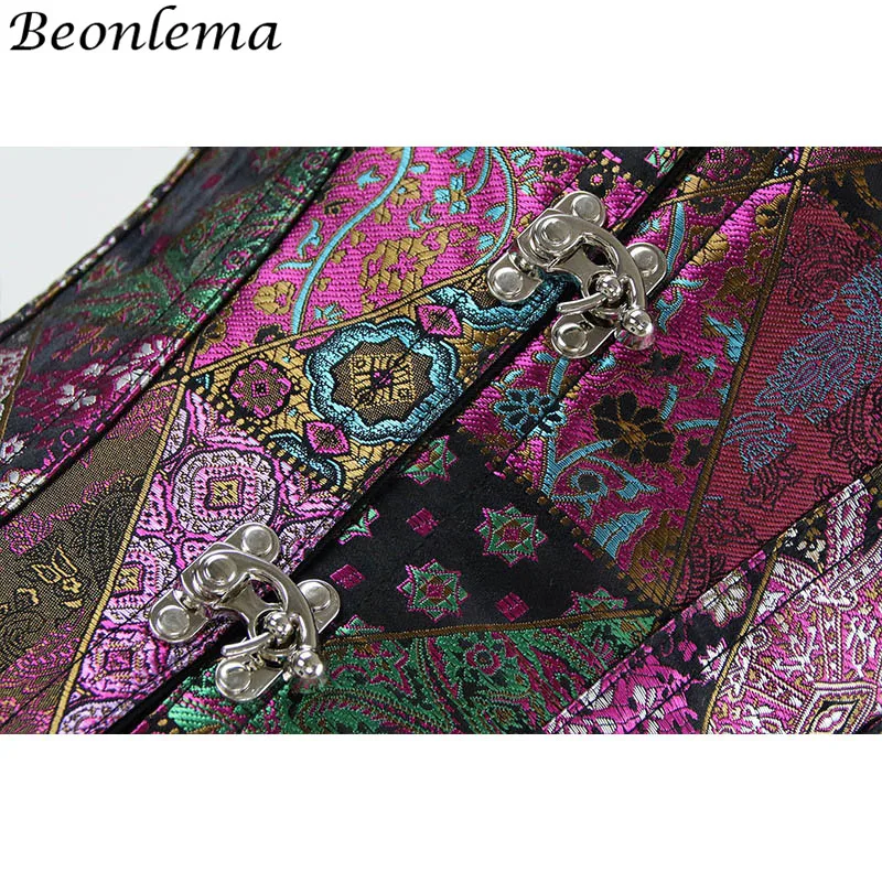 Женский корсет Beonlema фиолетовый панк с вышивкой винтажная одежда|Бюстье и