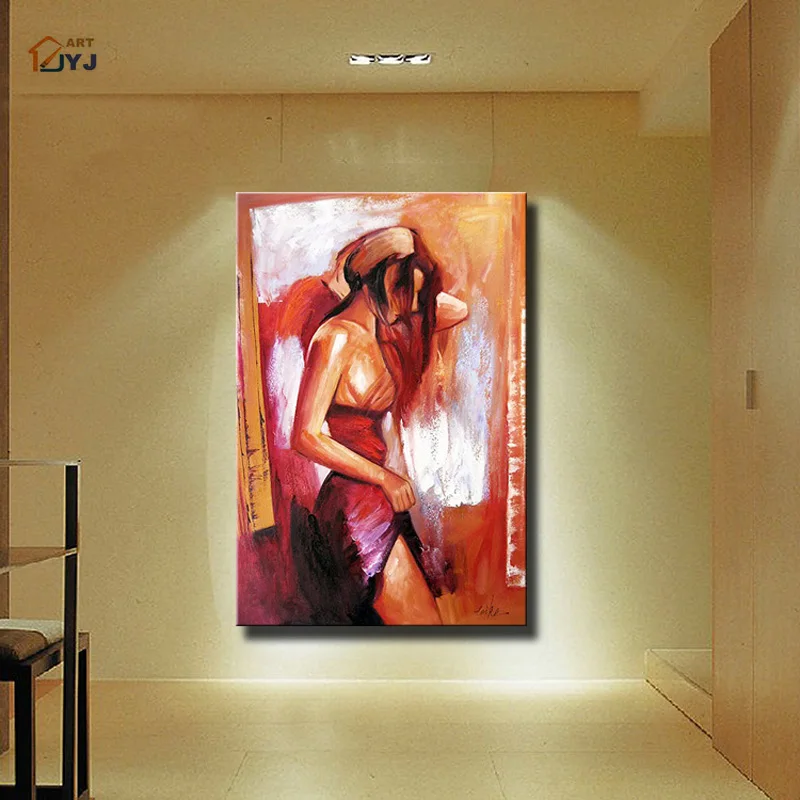 

JYJ ART Quality Sexy Nude Girl Picture Hand Painted Modern Abstract Oil Painting Canvas Wall Art Picture Gift No Framed SL075