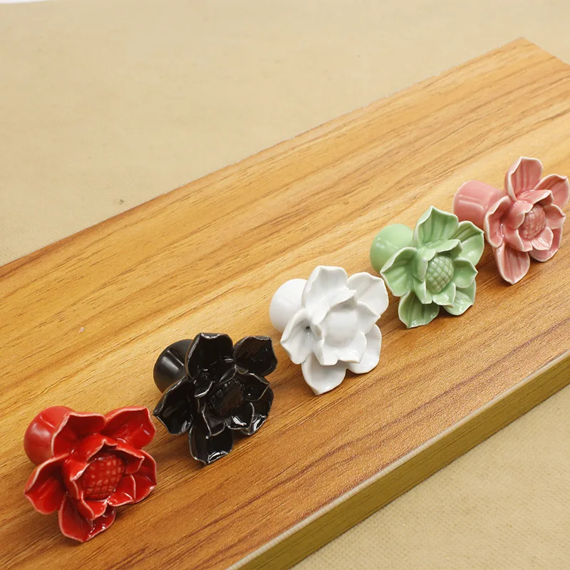 السيراميك مقبض اللون اللوتس حديقة الأطفال الكرتون مقبض دولاب لخزانة ملابس بأدراج مقبض