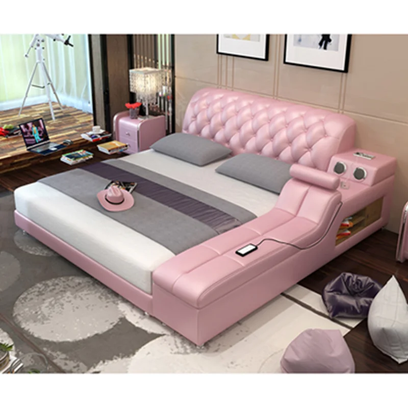 

King size leather massage bed with storage function