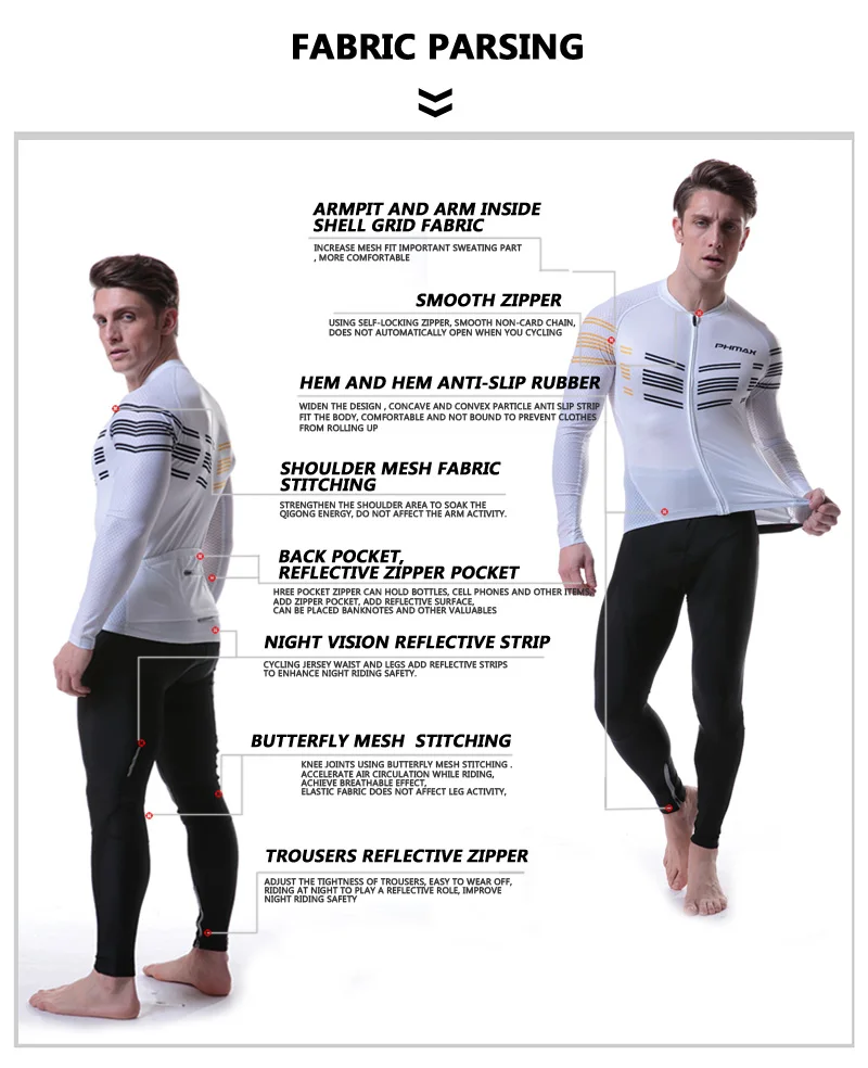 PHMAX с длинным рукавом Pro Велоспорт Джерси Набор Майо Ropa Ciclismo гоночный велосипед одежда для мужчин MTB велосипед велосипедная одежда для мужчин