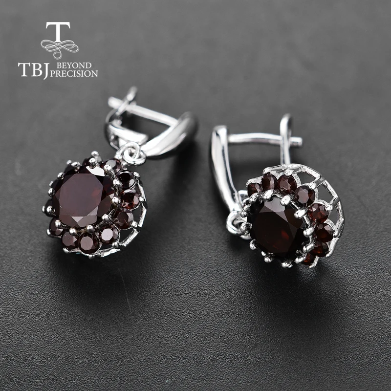 Женские серьги с черным гранатом TBJ ювелирные украшения натуральным драгоценным