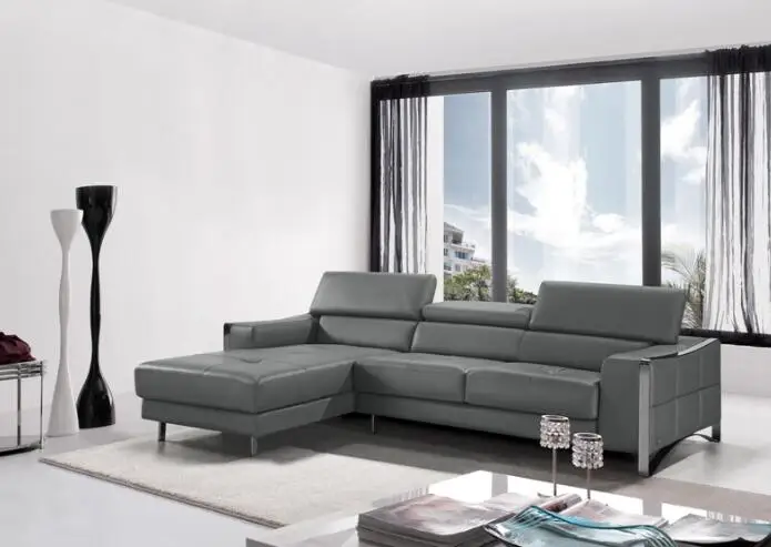 L-образный диван с современным кожаный секционный диван и кушетки для гостиной