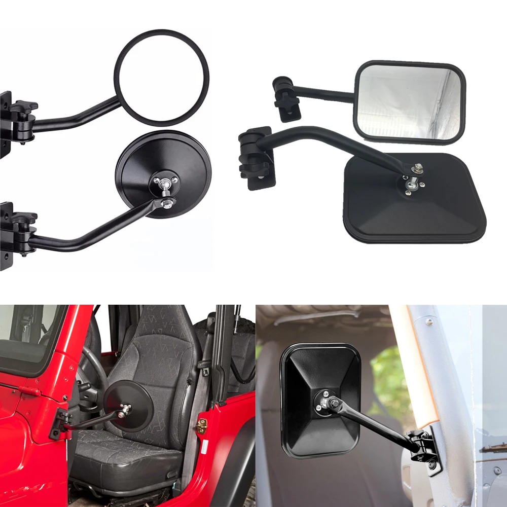 Аксессуары для Jeep Wrangler зеркальные текстурированные черные прямоугольные