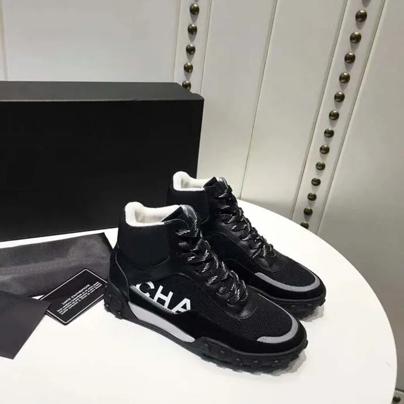 

Woman brand casual shoes luxury mixed color leather mesh breathable 2019 new high-top women's flat shoes casual shoes