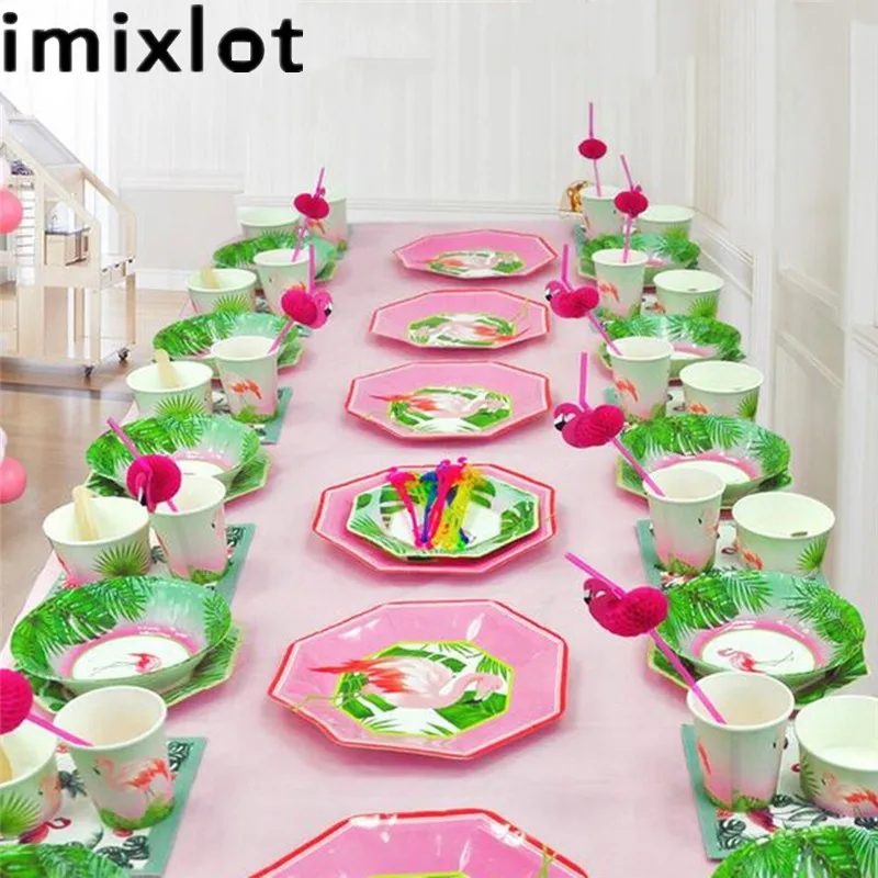 Imixlot Exclusive Design Flamingo Theme Tableware Set for Birthday
