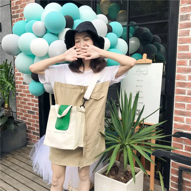 Menghuo Canvas Bag for Women 2018 Tote Ladies Casual Shoulder Bag Reusable Shopping Bags Beach Bag Female Cotton Cloth HandbagIMG_6280