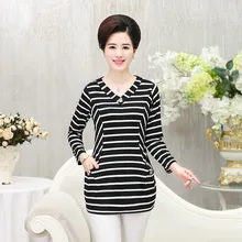 NIFULLAN/весенне-осенняя модная футболка в полоску для мамы, смешанных цветов, большие размеры, женская одежда, футболки с длинными рукавами, топы, тонкий пуловер