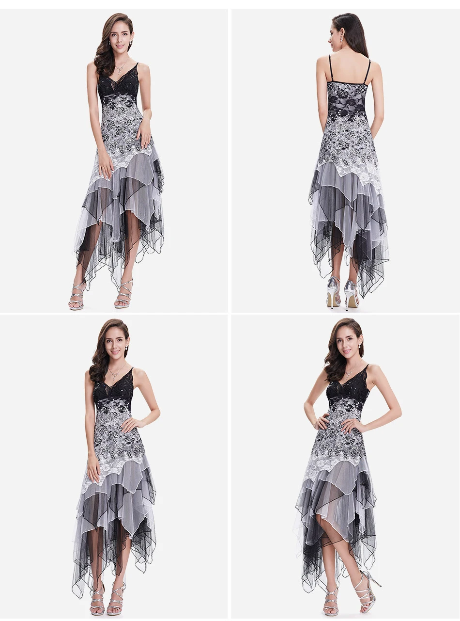 Women's Sexy Spaghetti Strap V-Neck Lace Cocktail Dress Model 1