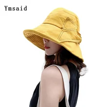 Женская летняя шляпа с широкими полями, Солнцезащитная шляпа для женщин, шляпа от солнца с бантом, элегантная рыболовная шляпа UPF50, УФ-отдых, Пляжная Шляпа
