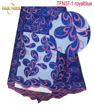 

Wholesale 2016 Latest African French Net Lace Fabric with stones 5y.High Quality African Tulle Lace Fabric For Wedding TFN37