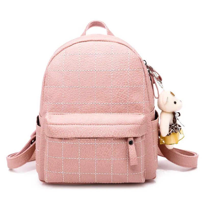 Fashion Plaid Women Backpack small PU Leather School Bag For Teenage ...