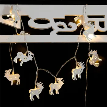 

Christmas Decor Tree Deer Elk Led Items Creative Iron/wood Openwork Pattern LED Lights Merry Christmas Ornament Navidad Natal,W
