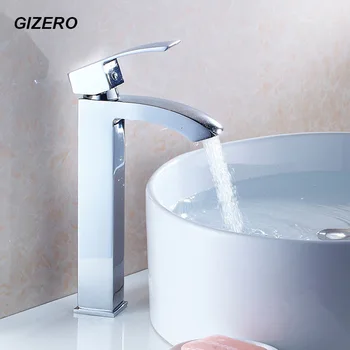 

GIZERO New Arrival Bathroom Chrome Faucet Basin Waterfall Mixer Deck Mounted Hot and Cold Water Taps ZR624