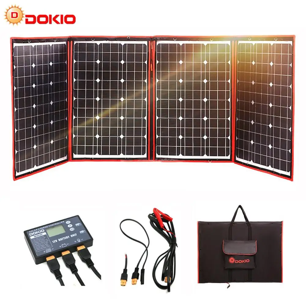  Dokio Black Solar Panels 200W (50Wx4pc) 18V China Foldable + 12V Controller Panels Solar Battery Ch