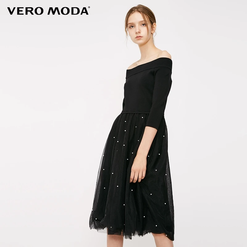 Vero Moda женские новые трикотажные сплайсинга бисером платье | 319146520