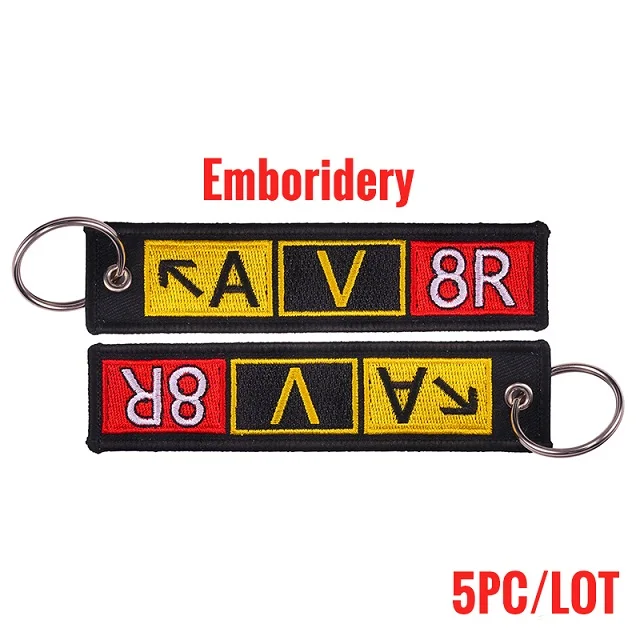 POMPOM 5pcs/lot Remove Before Flight Keychains for Aviation Gifts OEM Key Chains Embroidery Chain Keyring Key Chaveiro Jewelry Dark Pink