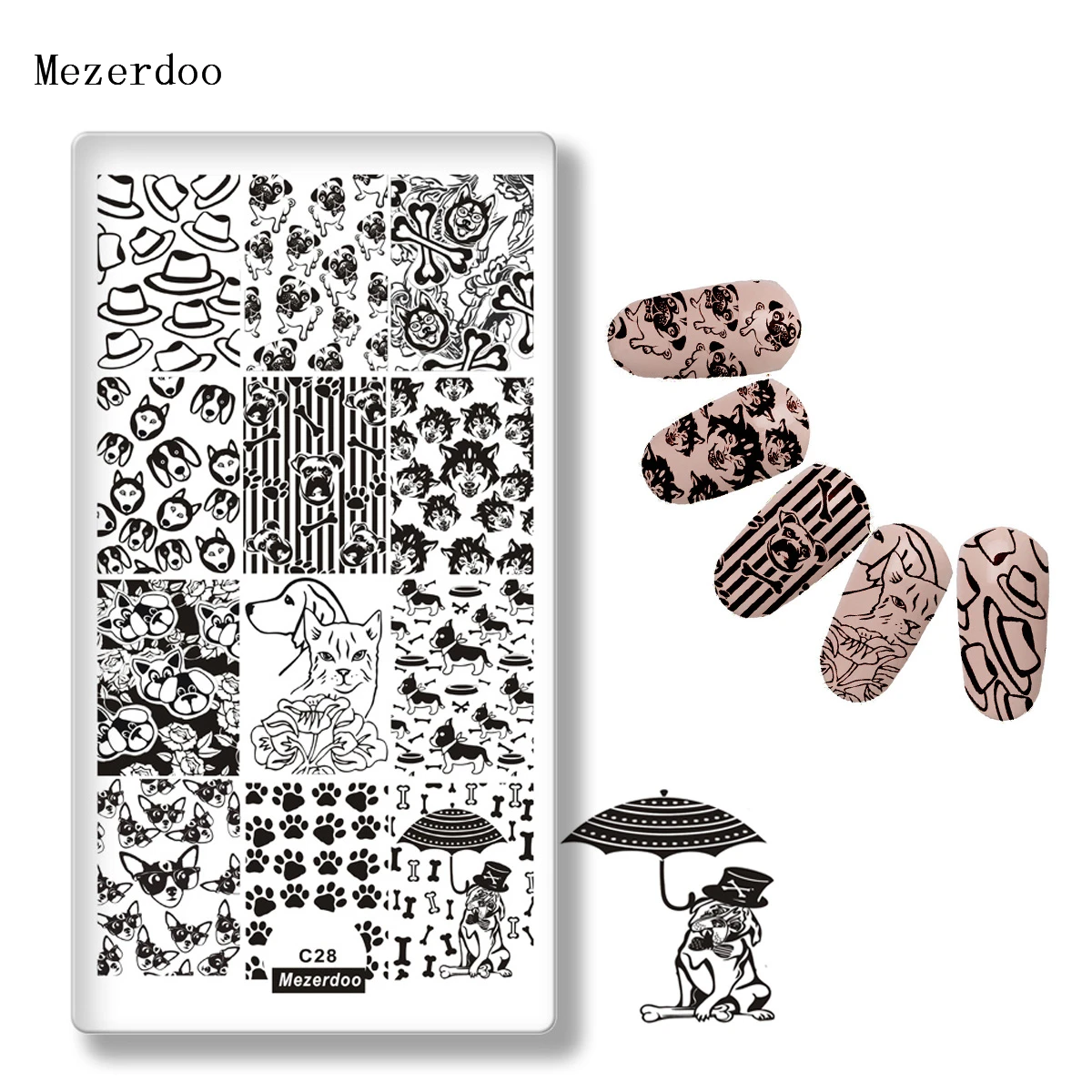 

Mezerdoo 1 Pc Puppy Design Nail Art Stamping Plate Cute Dogs 12*6cm Nails Stencil Cat Patterns ManicureTemplate Image Plate C28