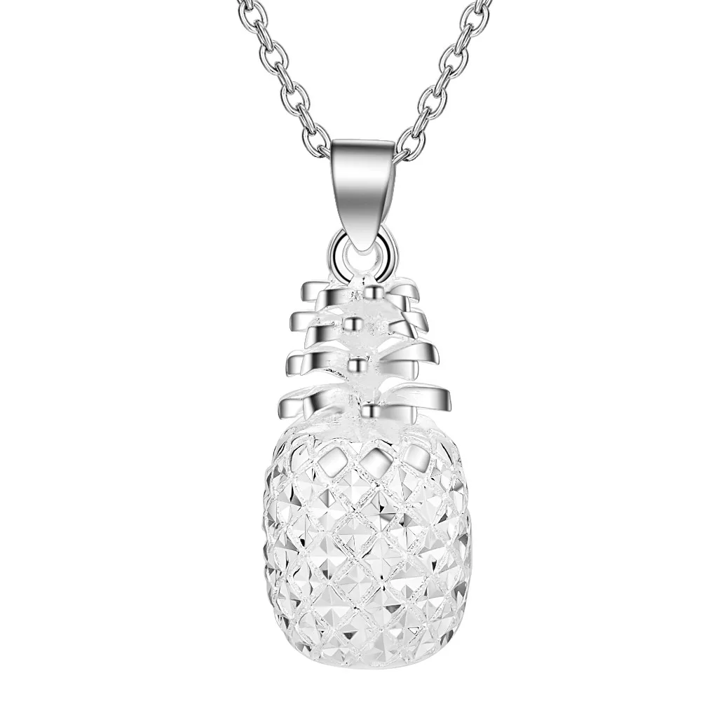 

Jewelry pineapple Pendant Necklace silver plated Choker Necklace For Women men Gift Silver Color Chain AN1772