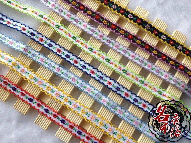 

1cm 10mm 3/8'' lace waved scalloped bilateral trim rustic flower ribbons handmade webbing national jacquard embroidery garment