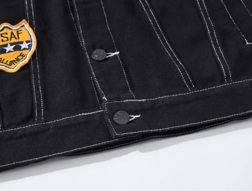 M/5Xl мужская без рукавов, приталенная джинсовая куртка больших размеров, черная нашивки с принтом, жилет, мужской однобортный джинсовый жилет, J3009