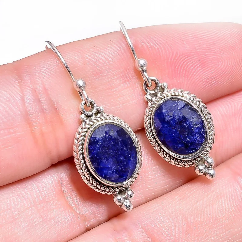 

YWOSPX Vintage Blue AAA Zircon Silver Dangle Earrings for Women Crystal Jewelry Wedding Statement Drop Earing Engagement Brincos