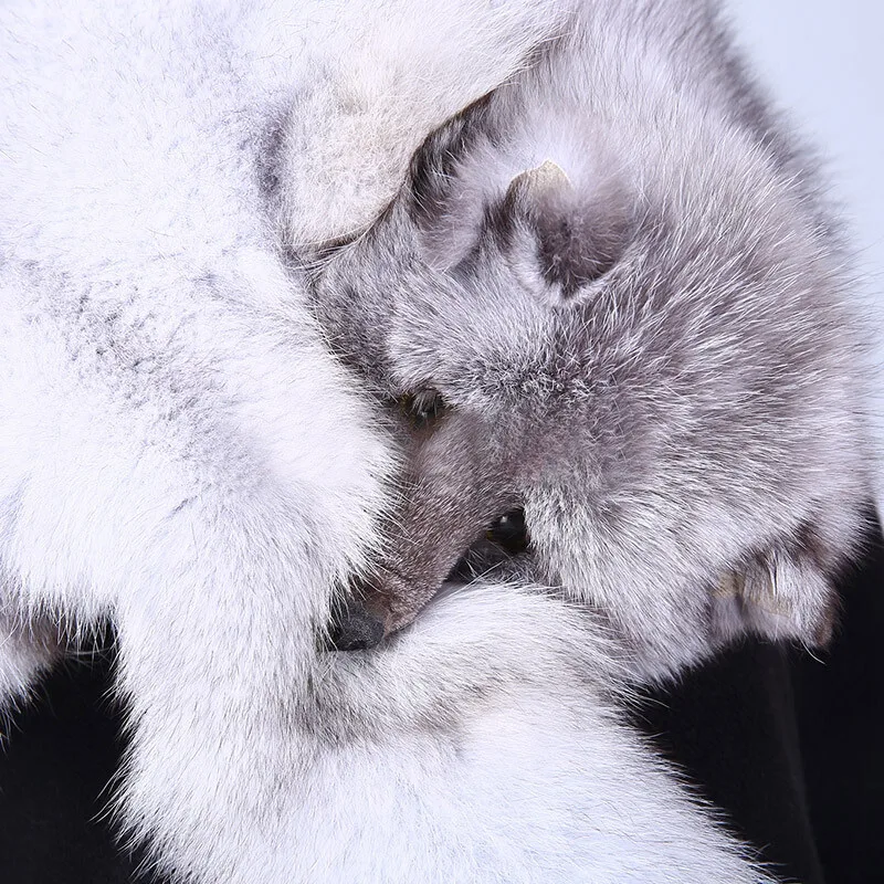 Red Fox Fur Scarf - Full Skin Shawl for Women and Men - Soft and Super Big Gray Silver Fox Scarves - Perfect Anime Couple's Gift image 5
