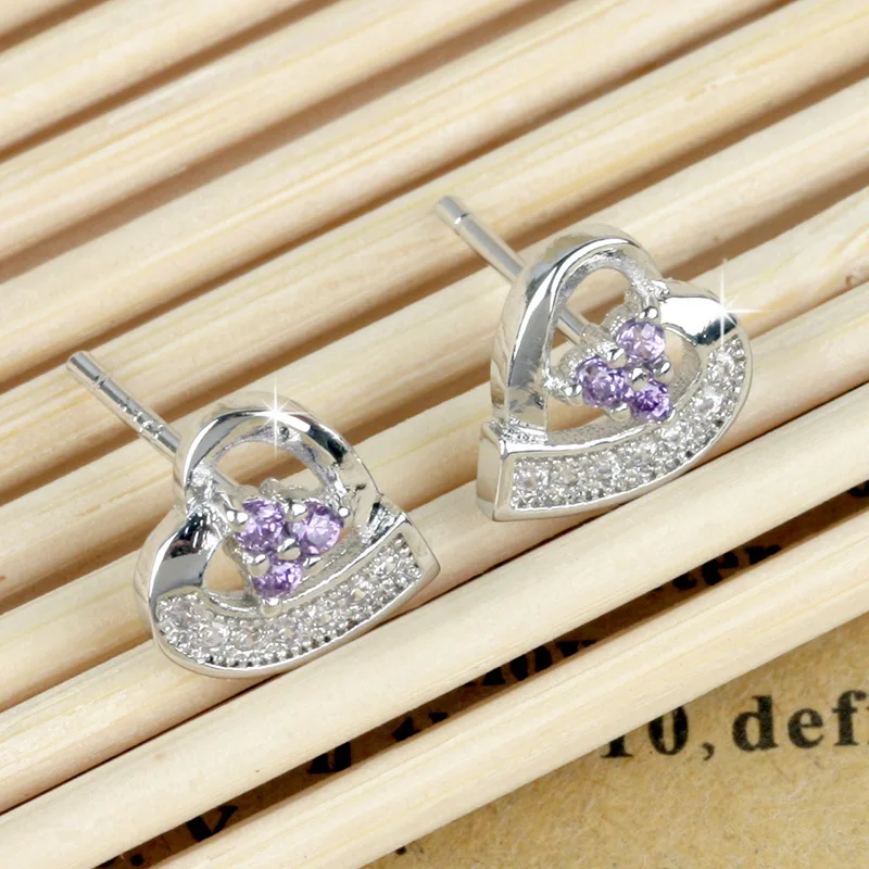Korean fashion style female luxury silver earrings inlaid zircon