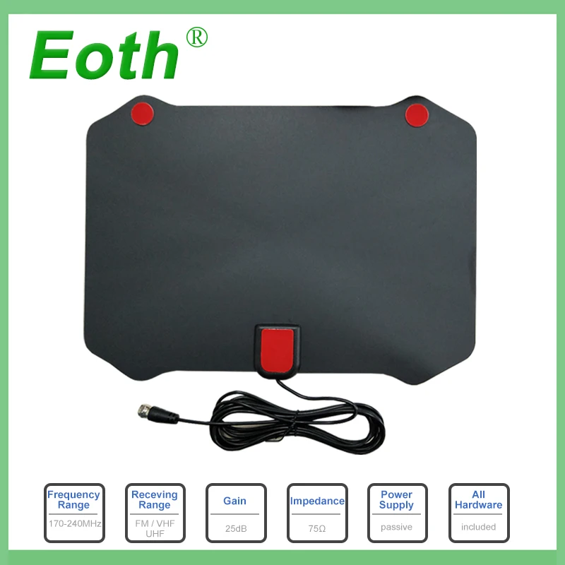 

2pcs Indoor TV Antenna Digital DVB-T/FM Freeview Aerial Active Amplifier PC for TV HDTV 1080P Digital Wireless Television Antena