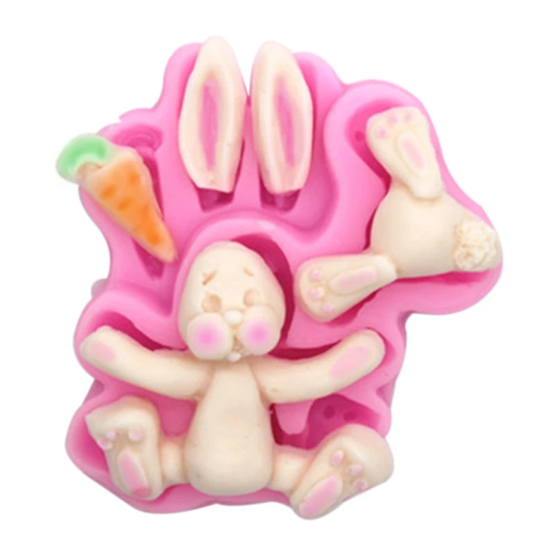 

Cute Cake Mould DIY Liquid Silicone Fondant Baking Tool Stereoscopic Carrot Rabbit Animal Handmade Easter Mold Kitchenware