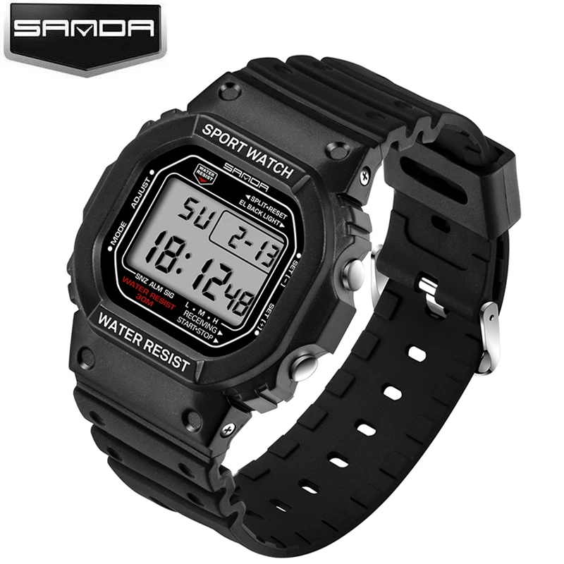 SANDA Luxury Brand Sport Watch Men Fashion Casual Military Watch Waterproof Digital LED Electronic Men Watch